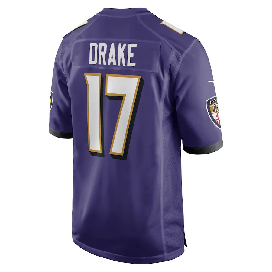 B.Ravens #17 Kenyan Drake Purple Game Player Jersey Stitched American Football Jerseys football jersey product view 1