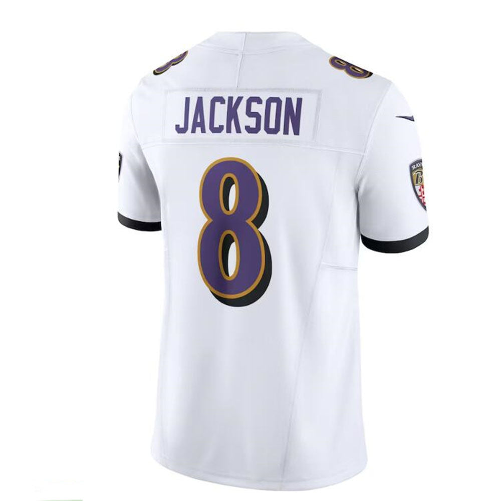 B.Ravens #8 Lamar Jackson White Vapor F.U.S.E. Limited Jersey Stitched American Football Jerseys football jersey product view 1