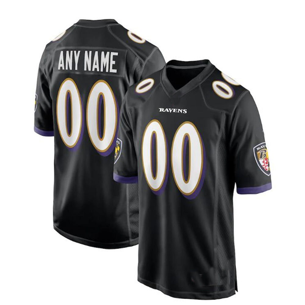 Custom B.Ravens Black Alternate Game Jersey Stitched American Football Jerseys football jersey product view 1