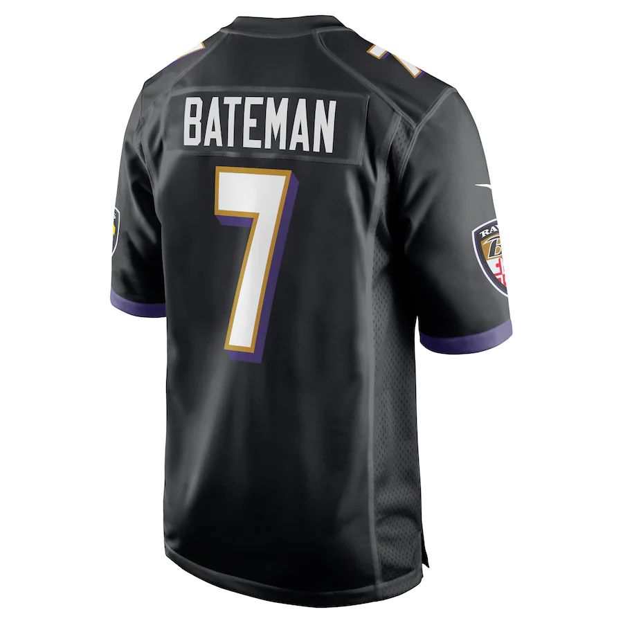 B.Ravens #7 Rashod Bateman Black Game Player Jersey Stitched American Football Jerseys football jersey product view 1