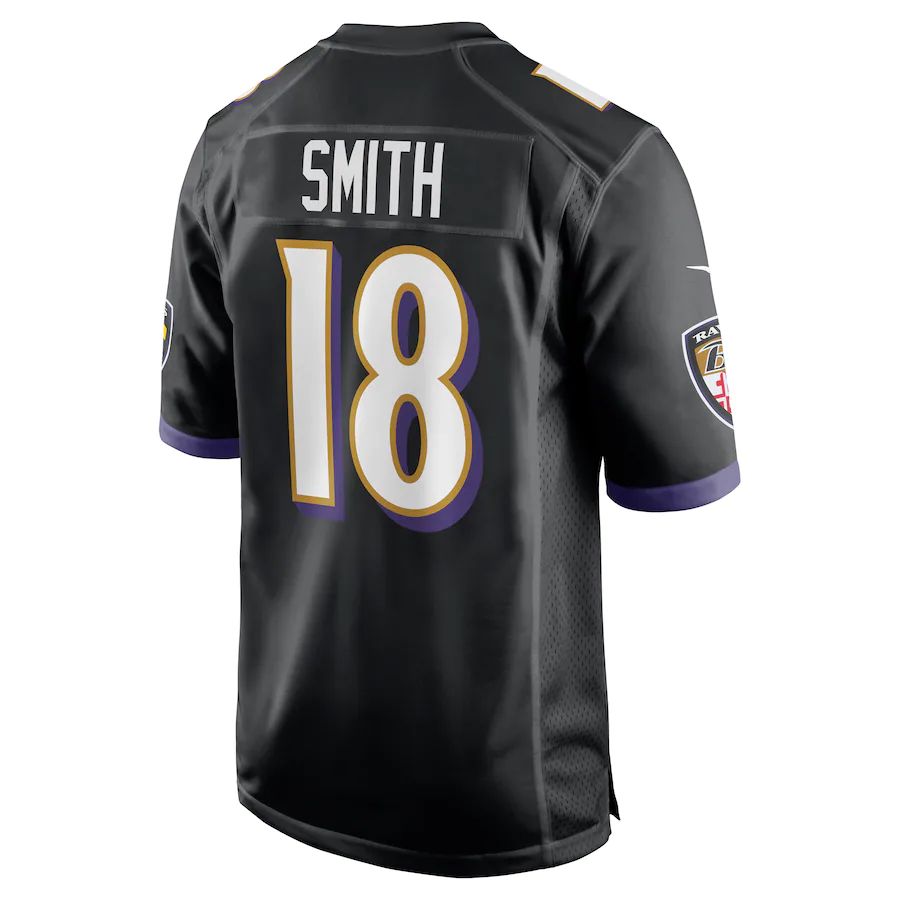 B.Ravens #18 Roquan Smith Black Alternate Game Player Jersey Stitched American Football Jerseys football jersey product view 1