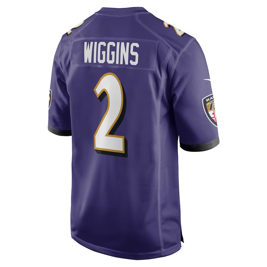 B.Ravens #2 Nate Wiggins 2024 Draft First Round Pick Player Game Jersey - Purple Football Jerseys football jersey product view 1