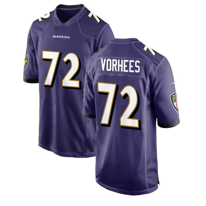 B.Ravens #72 Andrew Vorhees Game Jersey - Purple Stitched American Football Jerseys football jersey product view 1