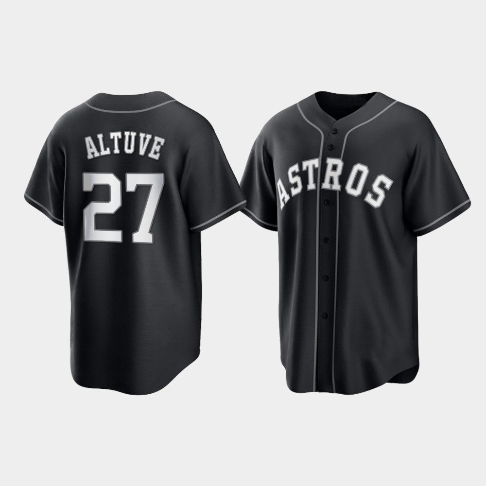 Baseball Houston Astros Jose Altuve 2021 All Black Fashion Jersey baseball jersey product view 1