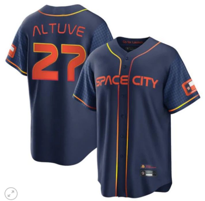 Baseball Jerseys New Houston Astros 27 Jose Altuve Navy Stitched 2022 Space City Connect Jerseys baseball jersey product view 1