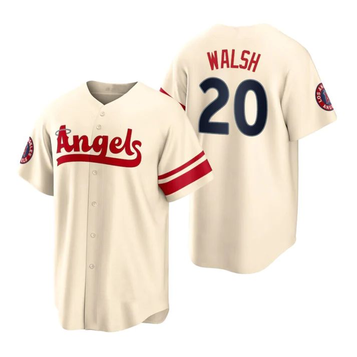 Los Angeles Angels #20 Jared Walsh Cream Stitched 2022 City Connect Jersey Men Youth Women Baseball Jerseys baseball jersey product view 1