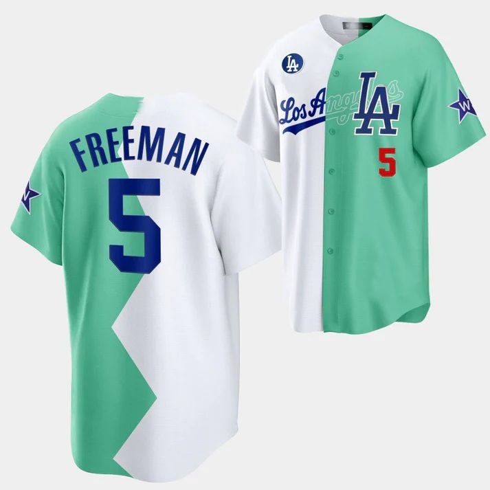 Los Angeles Dodgers #5 Freddie Freeman White Green 2022 Stitched Split Jersey Baseball Jerseys baseball jersey product view 1