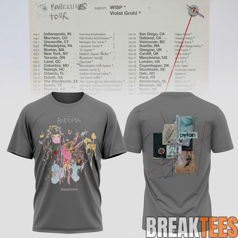 Beabadoobee  The Powerlines Tour Beatopia Art Shirt Unisex T-shirt, Sweatshirt, Hoodie, Long Sleeve Tee - T-Shirt, Sweatshirt, Hoodie