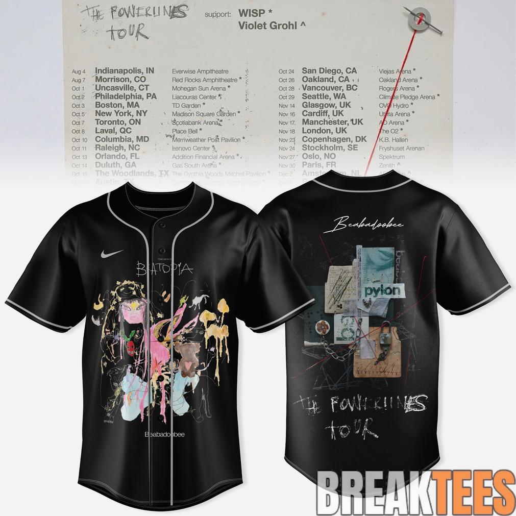 Beabadoobee  The Powerlines Tour Beatopia Baseball Jersey Unisex T-shirt, Sweatshirt, Hoodie, Long Sleeve Tee - T-Shirt, Sweatshirt, Hoodie