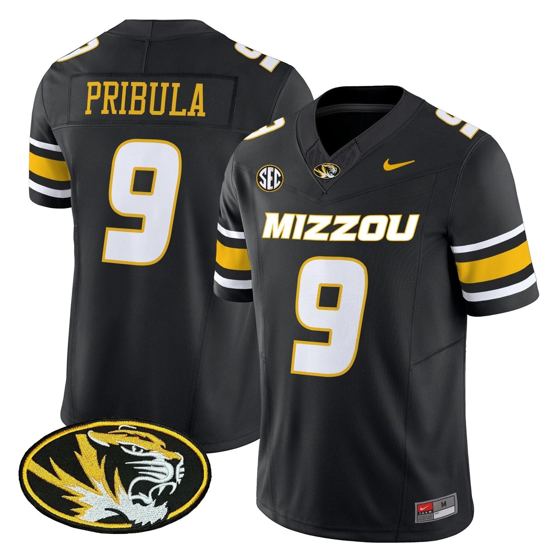 Beau Pribula Missouri Tigers Jersey - Black sports jersey product view 1