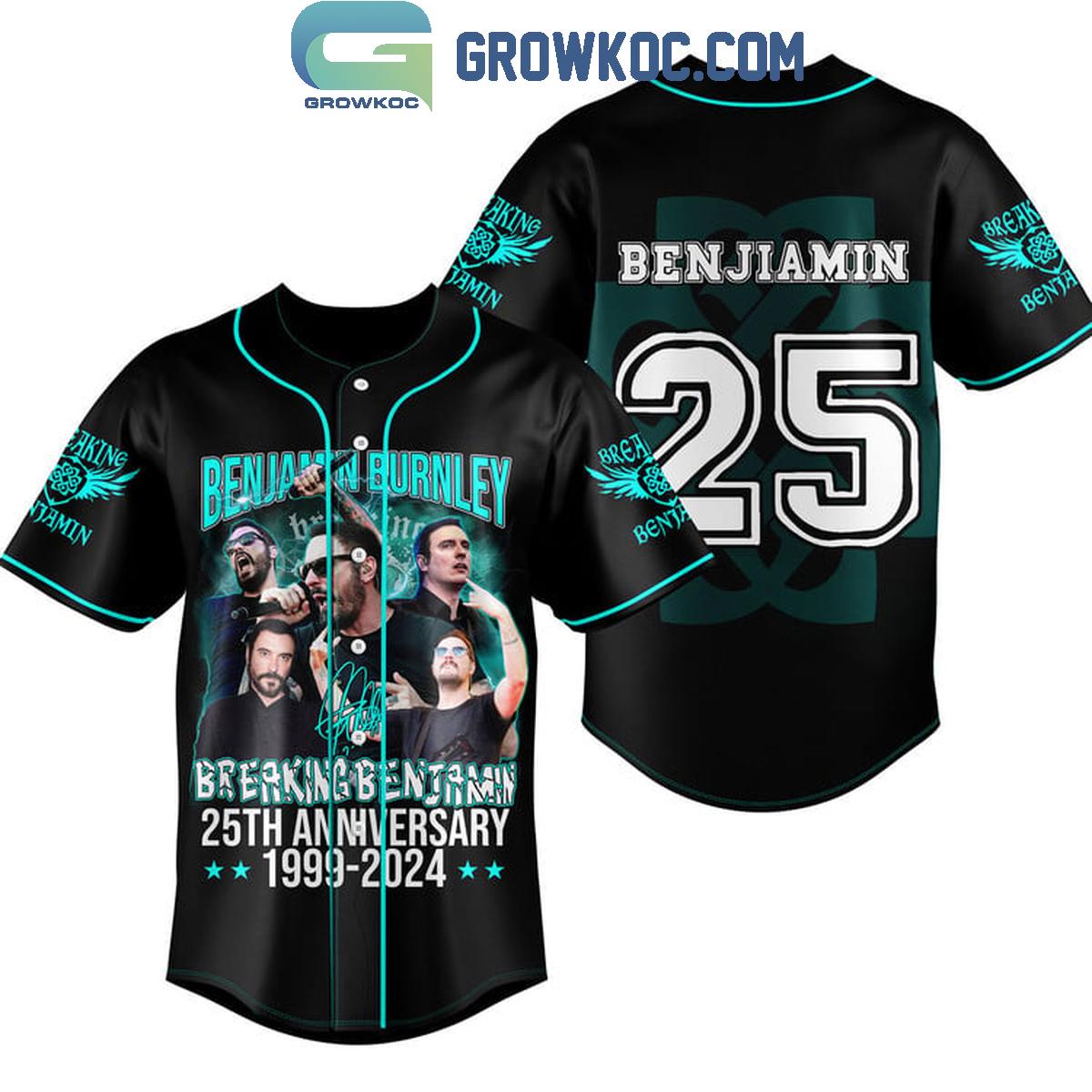 Benjamin Burnley Breaking Benjamin 1999-2024 Personalized Baseball Jersey Unisex T-shirt, Sweatshirt, Hoodie, Long Sleeve Tee - T-Shirt, Sweatshirt, Hoodie
