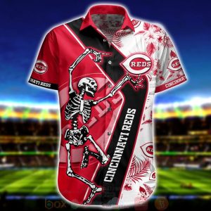 Best MLB Cincinnati Reds Skeleton Aloha Shirt, Cincinnati Reds Hawaiian Shirt Unisex T-shirt, Sweatshirt, Hoodie, Long Sleeve Tee - T-Shirt, Sweatshirt, Hoodie