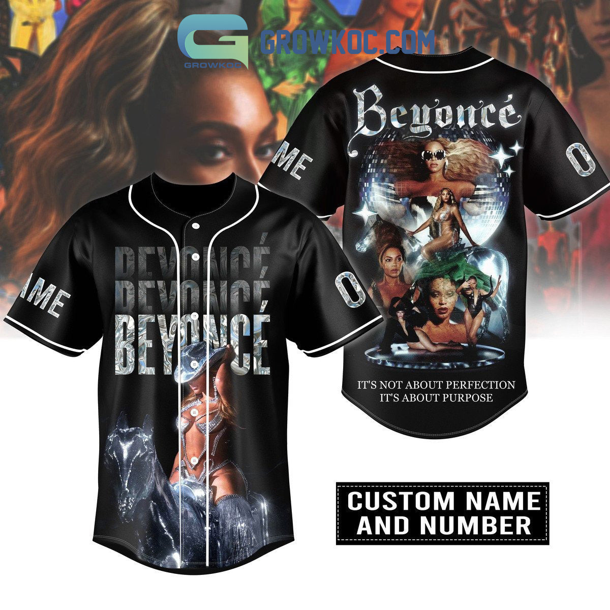 Beyonce Its Not About Perfection Its About Purpose Personalized Baseball Jersey Unisex T-shirt, Sweatshirt, Hoodie, Long Sleeve Tee - T-Shirt, Sweatshirt, Hoodie