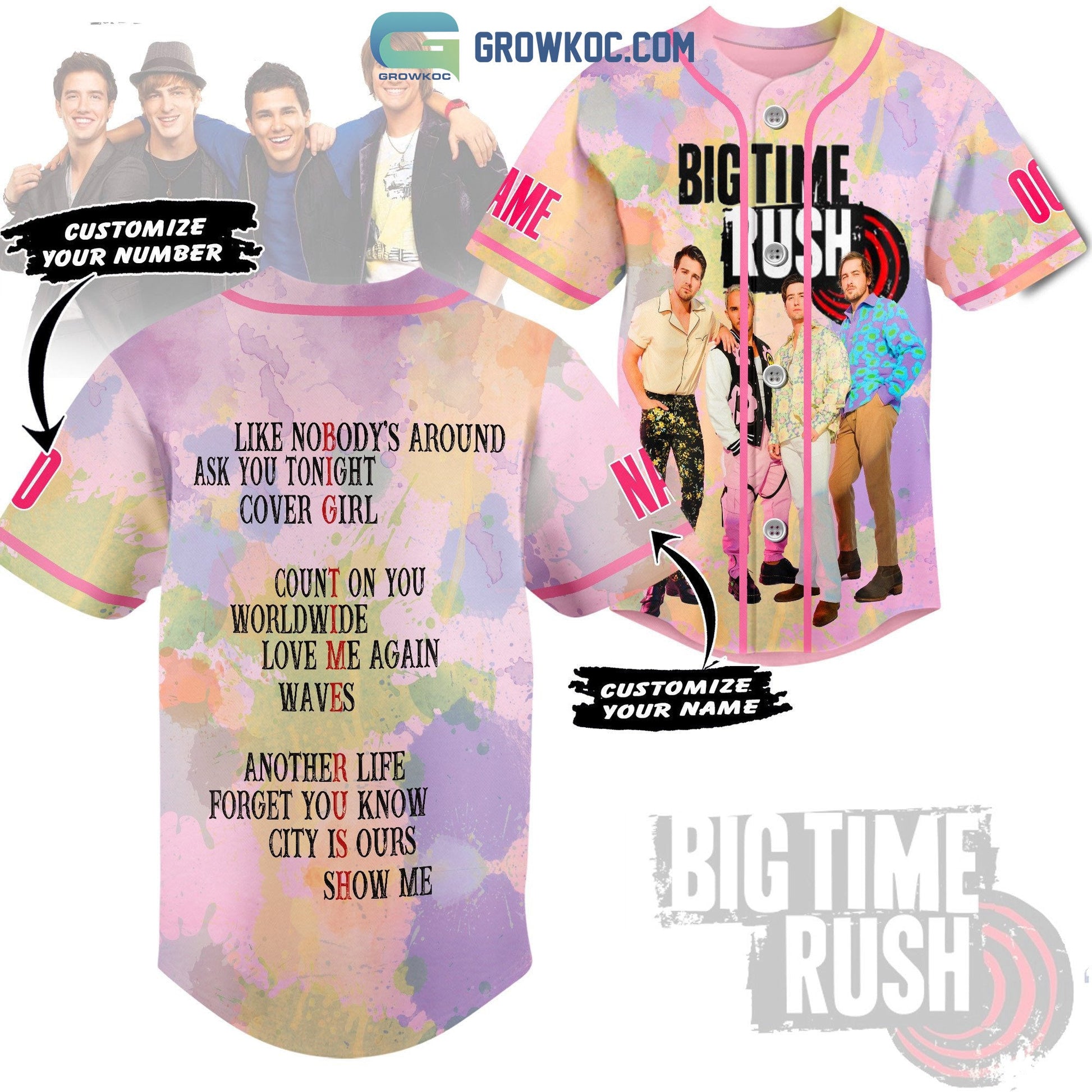 Big Time Rush All Album Personalized Baseball Jersey Unisex T-shirt, Sweatshirt, Hoodie, Long Sleeve Tee - T-Shirt, Sweatshirt, Hoodie