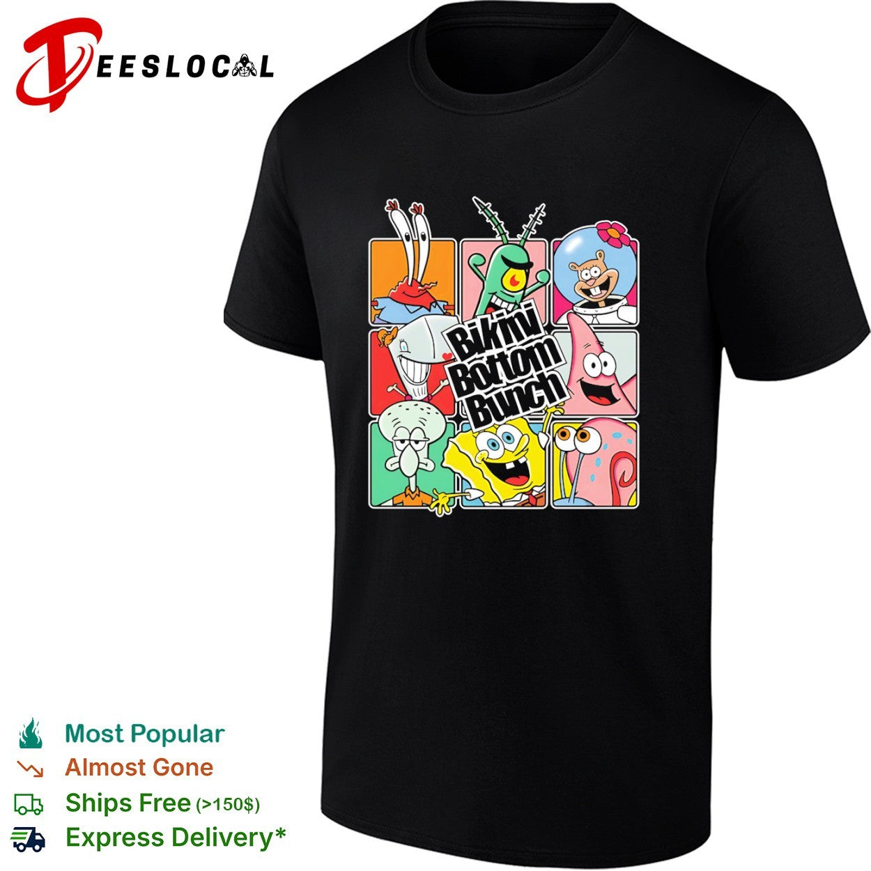 Bikini Bottom Bunch SpongeBob Patrick Squidward Mr Krabs Plankton Sandy shirt Unisex T-shirt, Sweatshirt, Hoodie, Long Sleeve Tee - T-Shirt, Sweatshirt, Hoodie