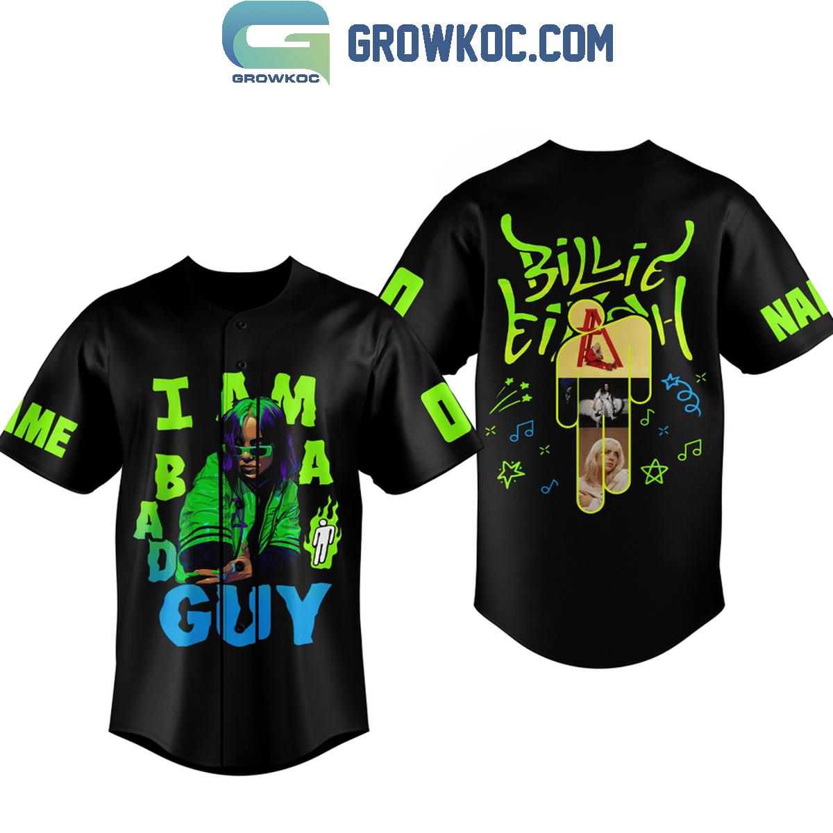 Billie Eilish I Am A Bad Guy Personalized Baseball Jersey Unisex T-shirt, Sweatshirt, Hoodie, Long Sleeve Tee - T-Shirt, Sweatshirt, Hoodie