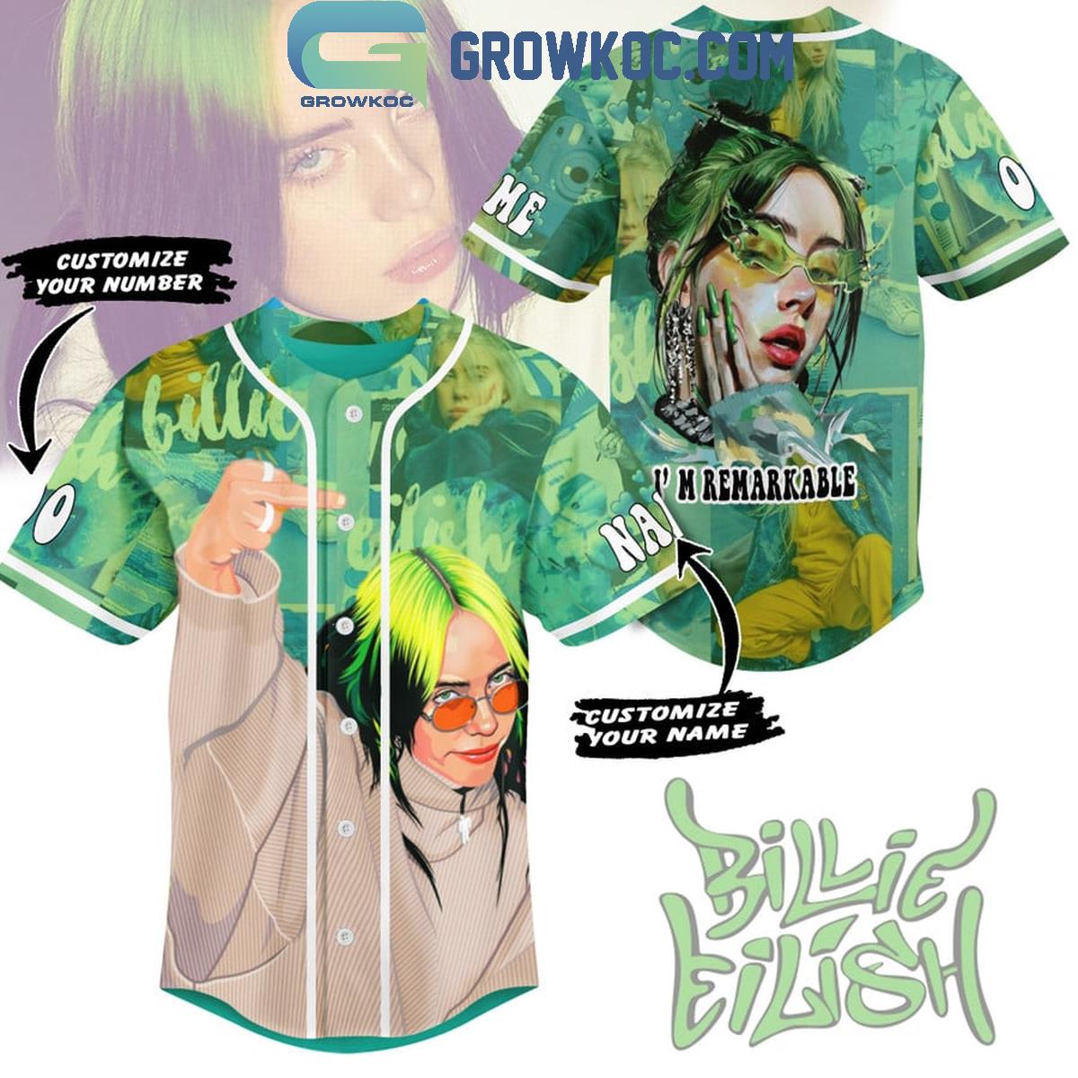 Billie Eilish Im Remarkable Fan Personalized Baseball Jersey Unisex T-shirt, Sweatshirt, Hoodie, Long Sleeve Tee - T-Shirt, Sweatshirt, Hoodie