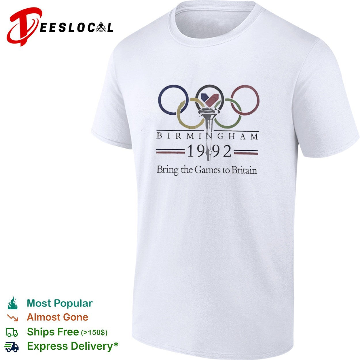 Birmingham 1992 Bring the Games to Britain Olympic Torch Logo Birmingham 1992 shirt Unisex T-shirt, Sweatshirt, Hoodie, Long Sleeve Tee - T-Shirt, Sweatshirt, Hoodie
