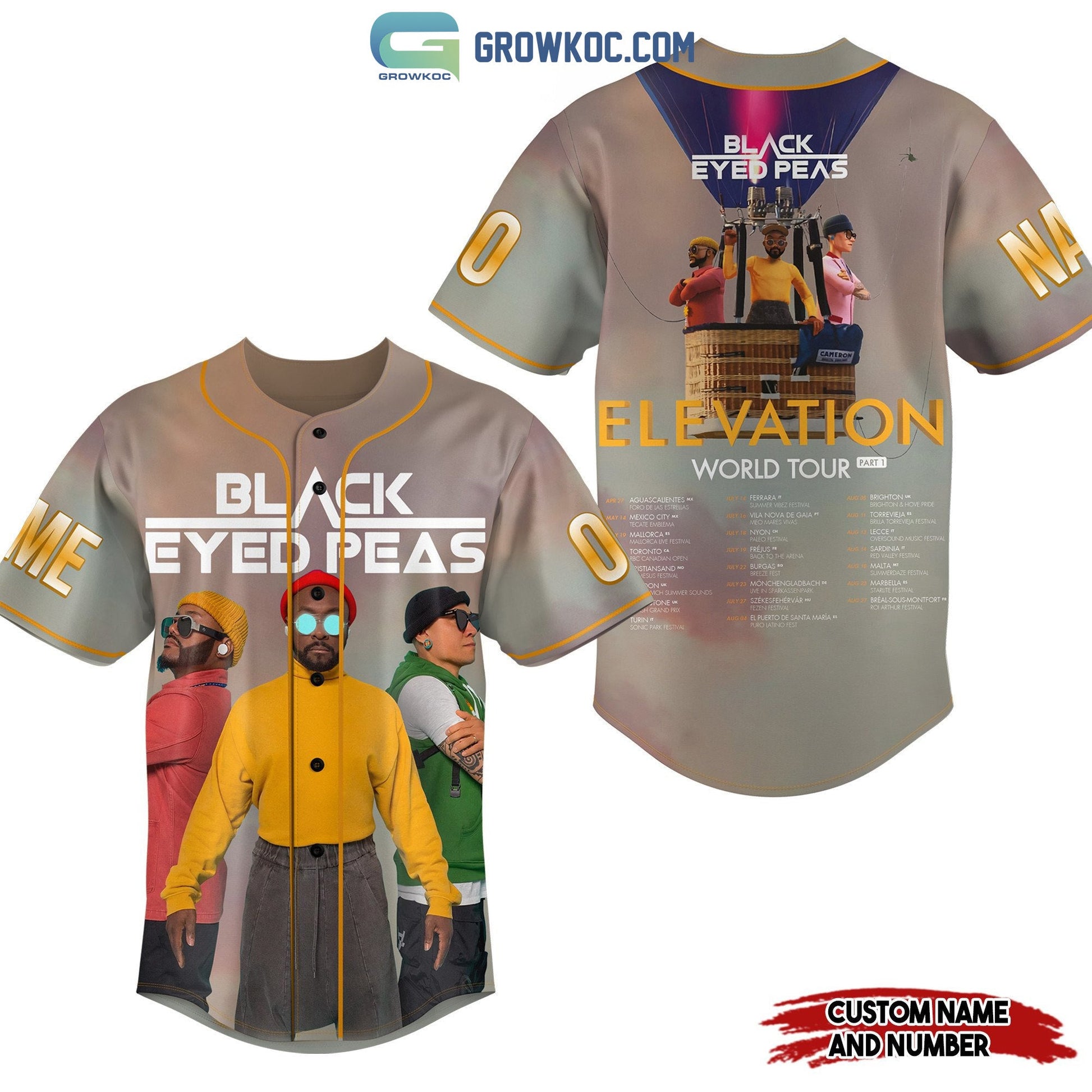 Black Eyed Peas Elevation World Tour 2023 Personalized Baseball Jersey Unisex T-shirt, Sweatshirt, Hoodie, Long Sleeve Tee - T-Shirt, Sweatshirt, Hoodie