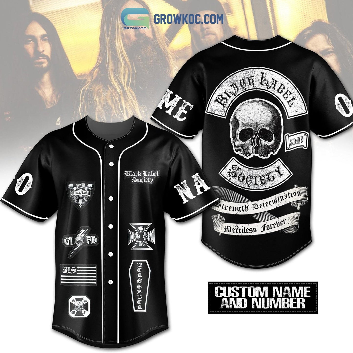 Black Label Society Strength Determination Merciless Forever Personalized Baseball Jersey Unisex T-shirt, Sweatshirt, Hoodie, Long Sleeve Tee - T-Shirt, Sweatshirt, Hoodie