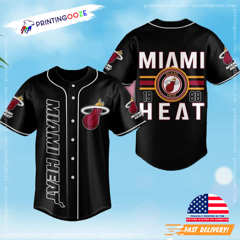 Black NBA Miami Heat Baseball Jersey Unisex T-shirt, Sweatshirt, Hoodie, Long Sleeve Tee - T-Shirt, Sweatshirt, Hoodie