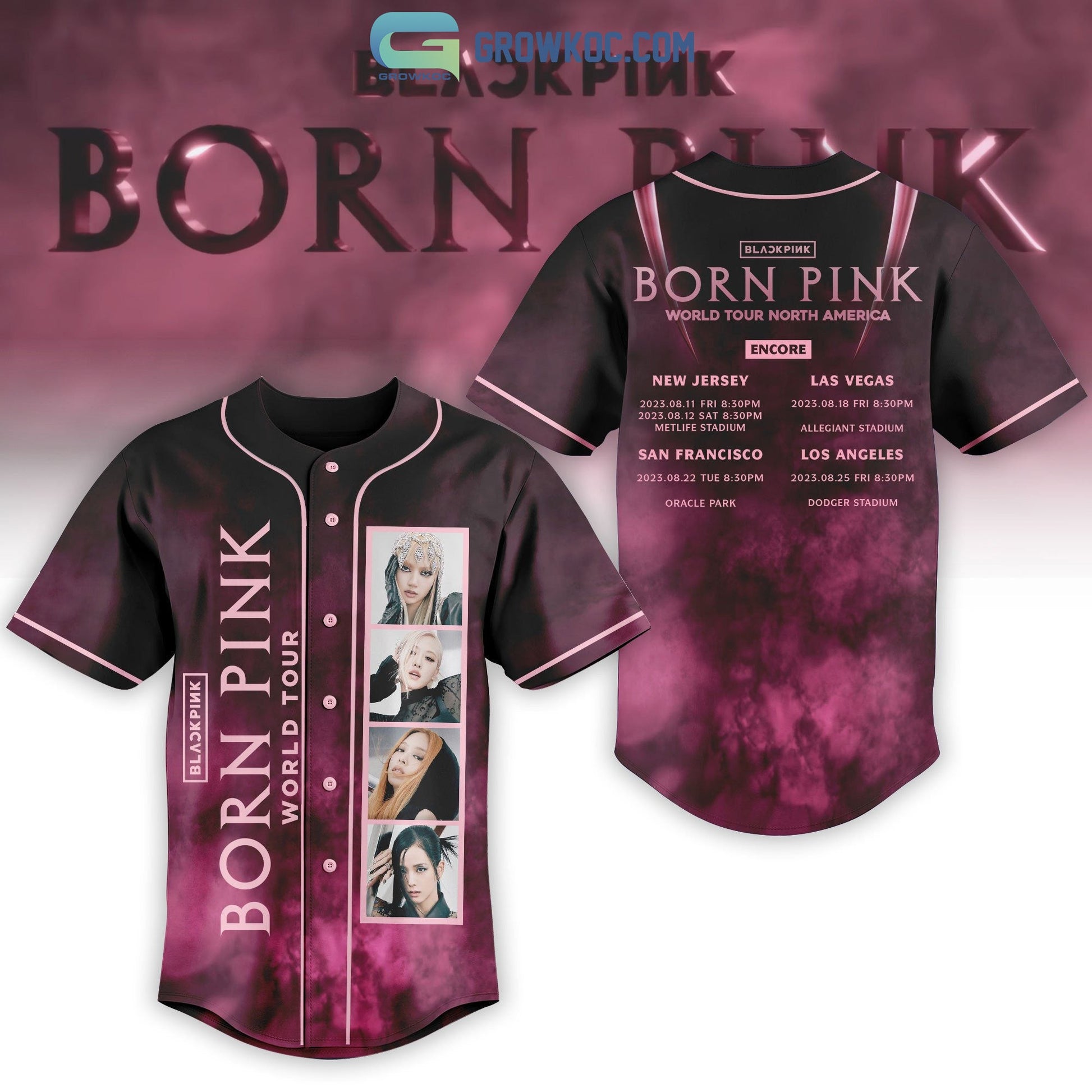Black Pink Born Pink World Tour North America Baseball Jersey Unisex T-shirt, Sweatshirt, Hoodie, Long Sleeve Tee - T-Shirt, Sweatshirt, Hoodie