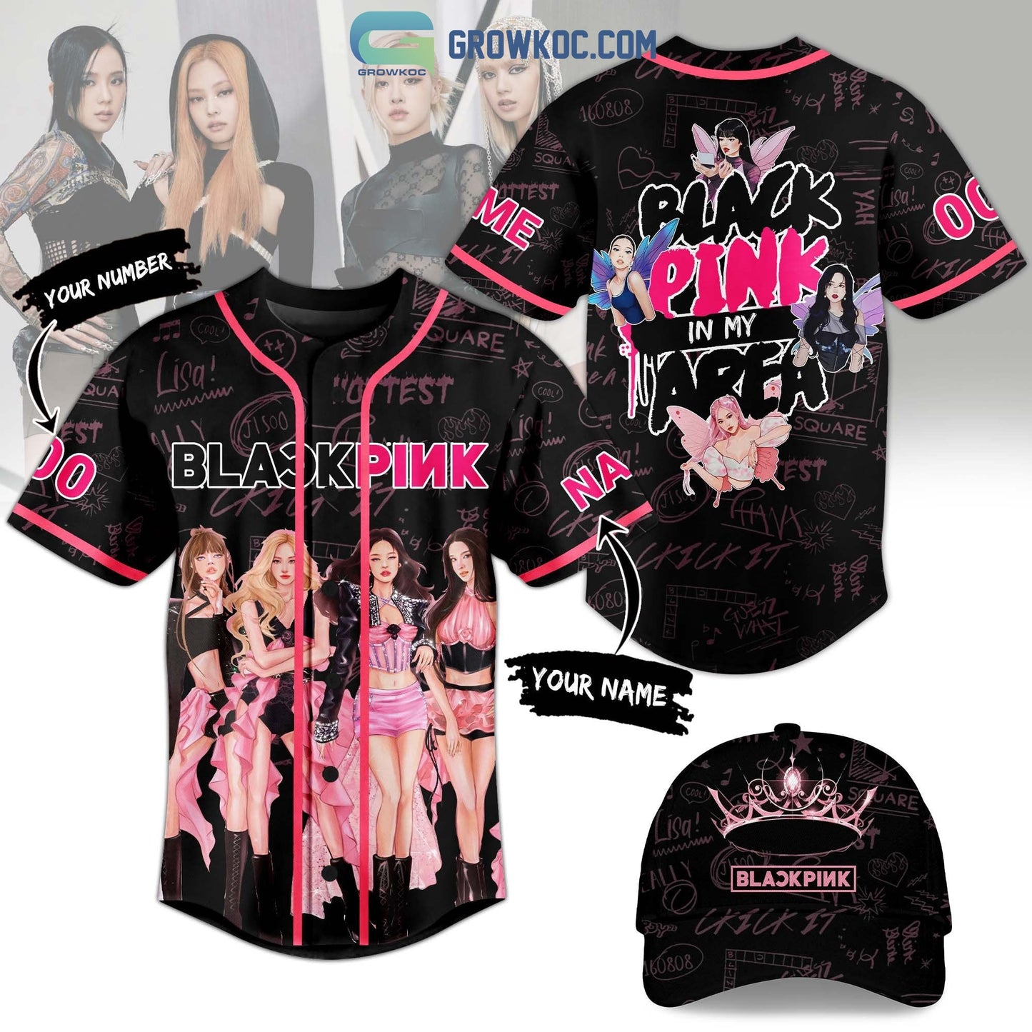 Black Pink In My Area Personalized Baseball Jersey Unisex T-shirt, Sweatshirt, Hoodie, Long Sleeve Tee - T-Shirt, Sweatshirt, Hoodie