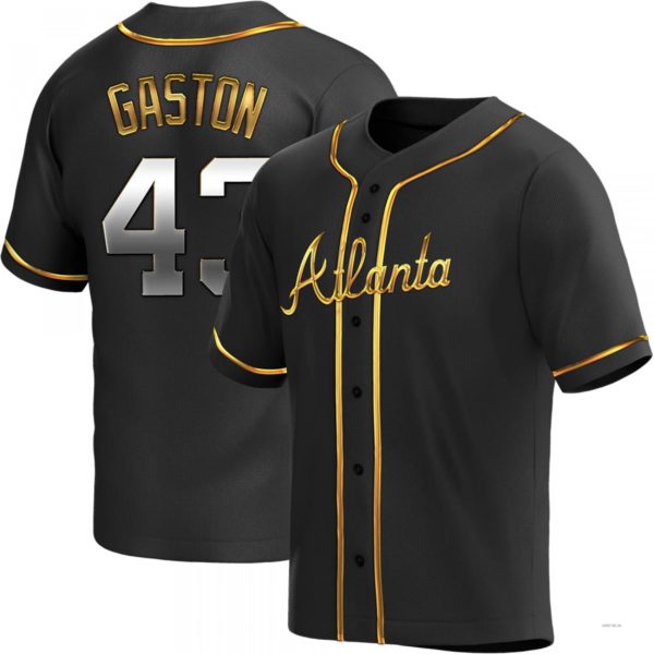 Atlanta Braves #43 Cito Gaston Black Golden Alternate Jersey Stitches Baseball Jerseys baseball jersey product view 1