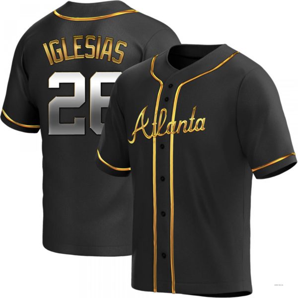 Atlanta Braves #26 Raisel Iglesias Black Golden Alternate Jersey Stitches Baseball Jerseys baseball jersey product view 1