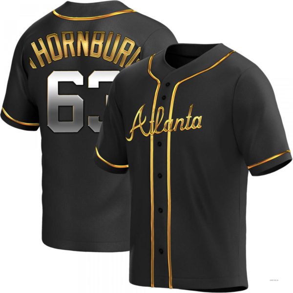 Atlanta Braves #63 Tyler Thornburg Black Golden Alternate Jersey Stitches Baseball Jerseys baseball jersey product view 1