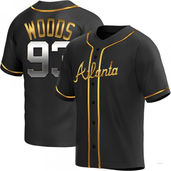Atlanta Braves #93 William Woods Black Golden Alternate Stitches Baseball Jerseys baseball jersey product view 1