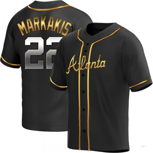 Atlanta Braves #22 Nick Markakis Black Golden Alternate Stitches Baseball Jerseys baseball jersey product view 1