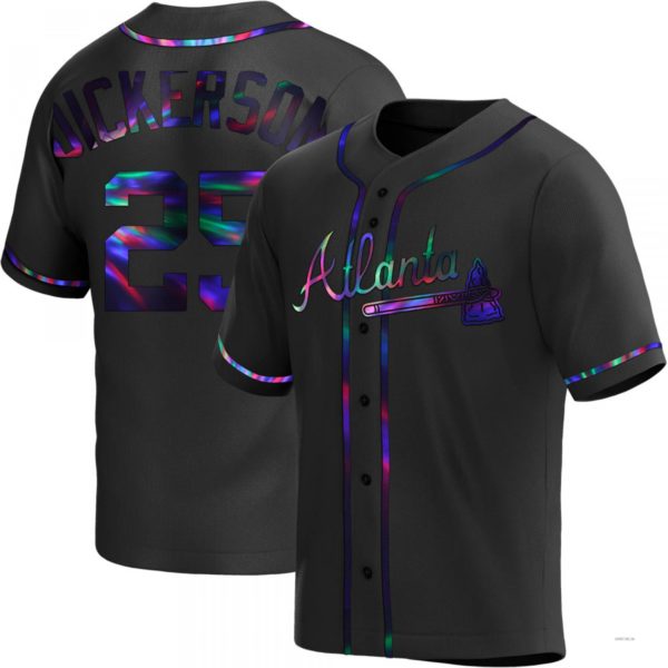 Atlanta Braves #25 Alex Dickerson Black Holographic Alternate Jersey Stitches Baseball Jerseys baseball jersey product view 1