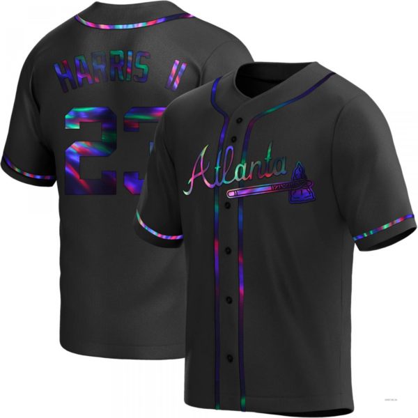 Atlanta Braves #23 Michael Harris II Black Holographic Alternate Jersey Stitches Baseball Jerseys baseball jersey product view 1