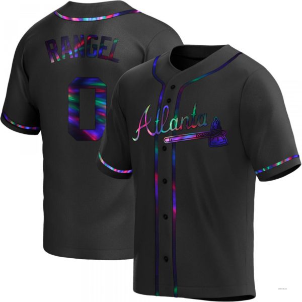 Atlanta Braves #0 Alan Rangel Black Holographic Alternate Jersey Stitches Baseball Jerseys baseball jersey product view 1