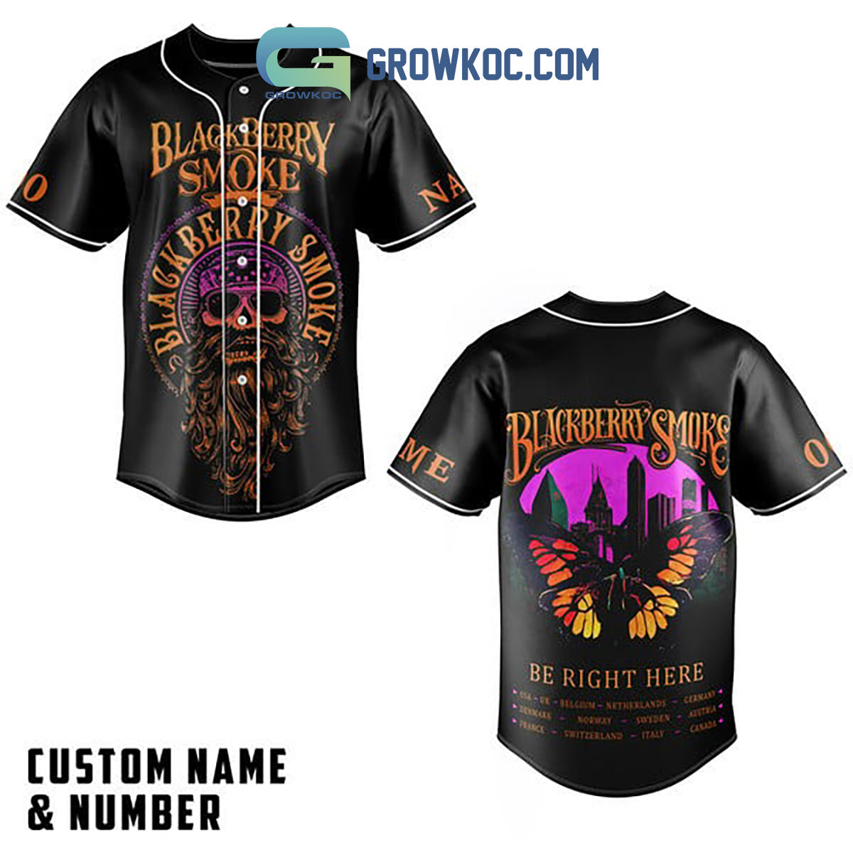 Blackberry Smoke Be Right Here Black Design Personalized Baseball Jersey Unisex T-shirt, Sweatshirt, Hoodie, Long Sleeve Tee - T-Shirt, Sweatshirt, Hoodie