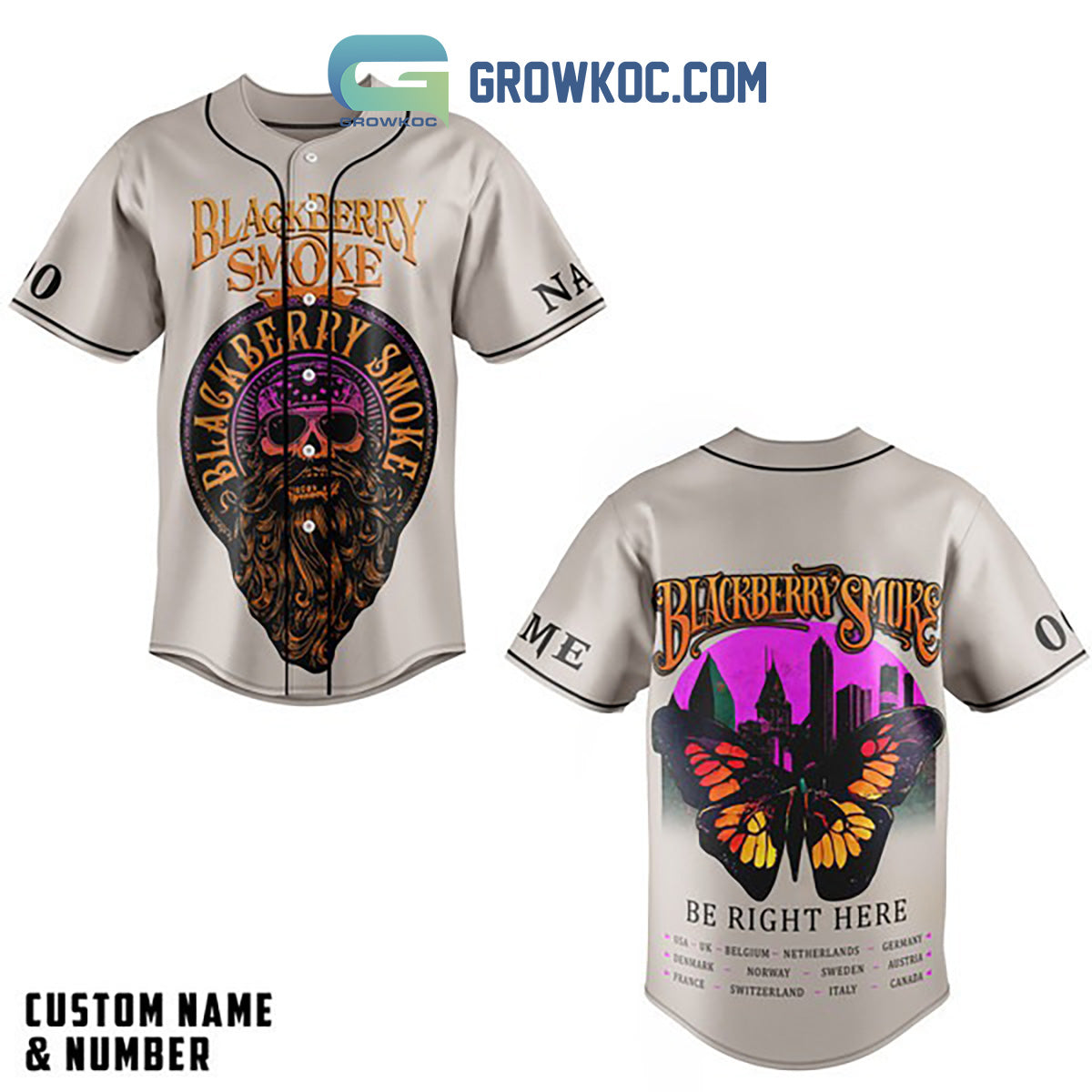 Blackberry Smoke Be Right Here Personalized Baseball Jersey White Version Unisex T-shirt, Sweatshirt, Hoodie, Long Sleeve Tee - T-Shirt, Sweatshirt, Hoodie