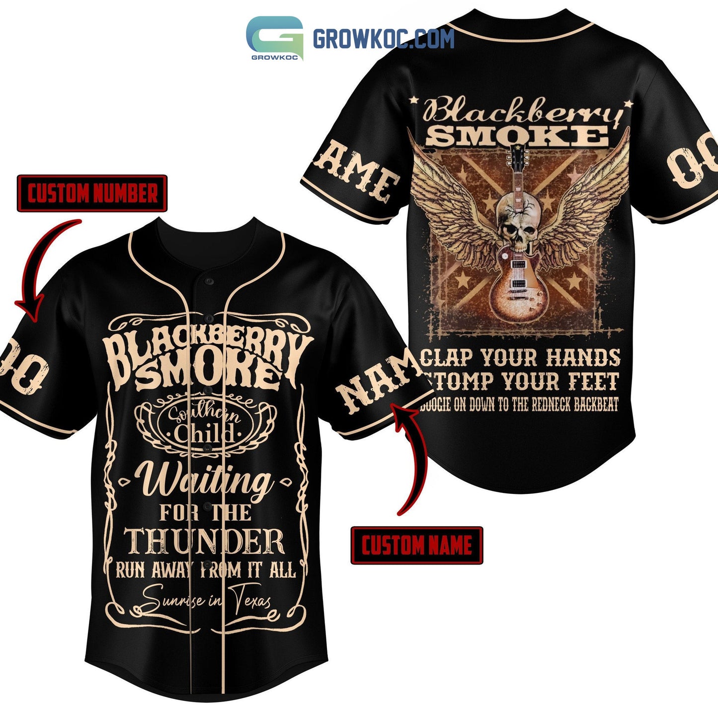 Blackberry Smoke Clap Your Hands Stomp Your Feet Personalized Baseball Jersey Unisex T-shirt, Sweatshirt, Hoodie, Long Sleeve Tee - T-Shirt, Sweatshirt, Hoodie