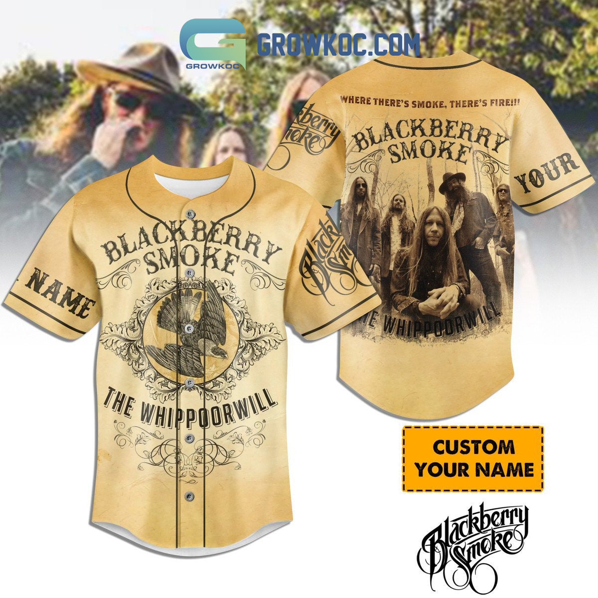 Blackberry Smoke The Whippoorwill Where Theres Smoke Theres Fire Personalized Baseball Jersey - T-Shirt, Sweatshirt, Hoodie