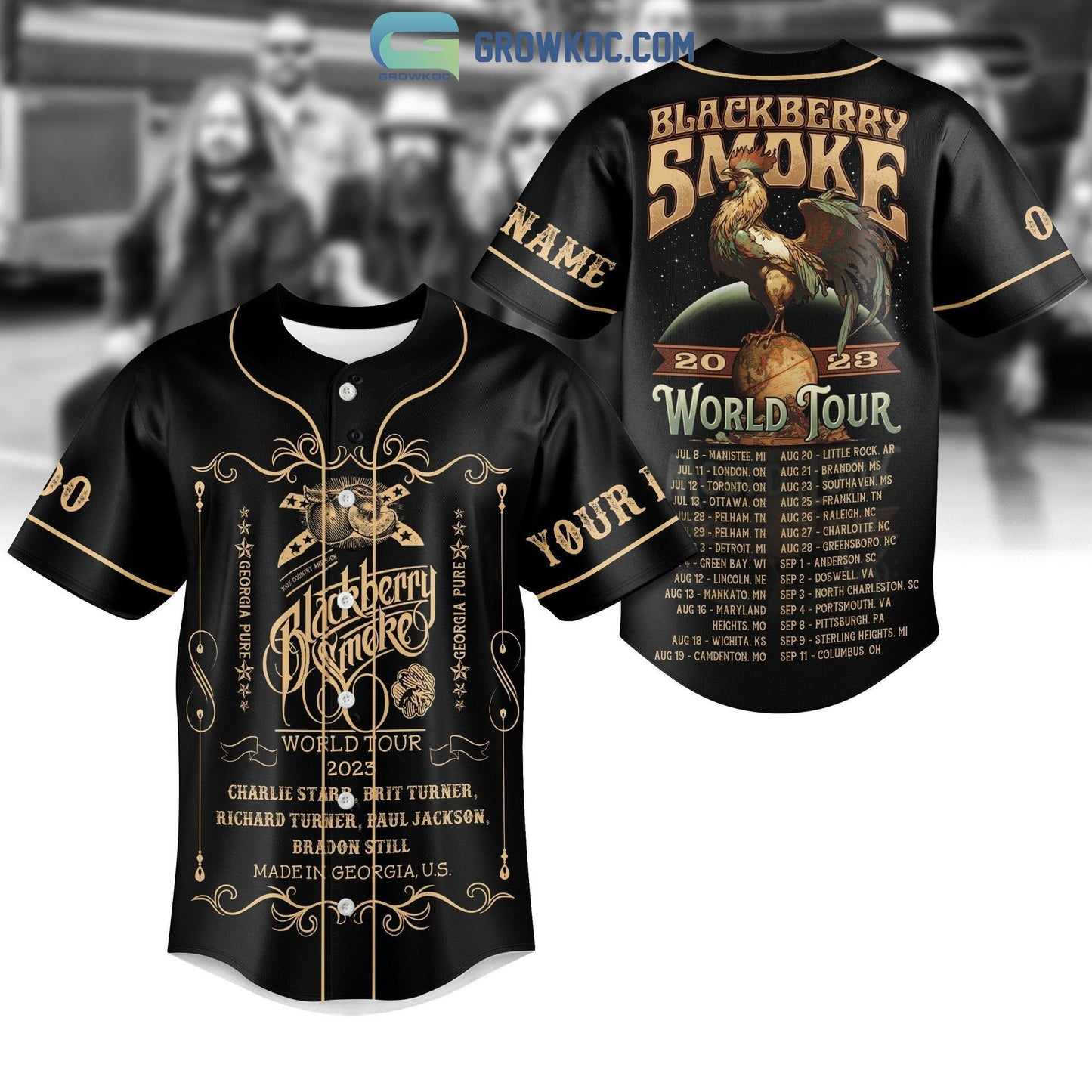 Blackberry Smoke World Tour 2023 Personalized Baseball Jersey Unisex T-shirt, Sweatshirt, Hoodie, Long Sleeve Tee - T-Shirt, Sweatshirt, Hoodie