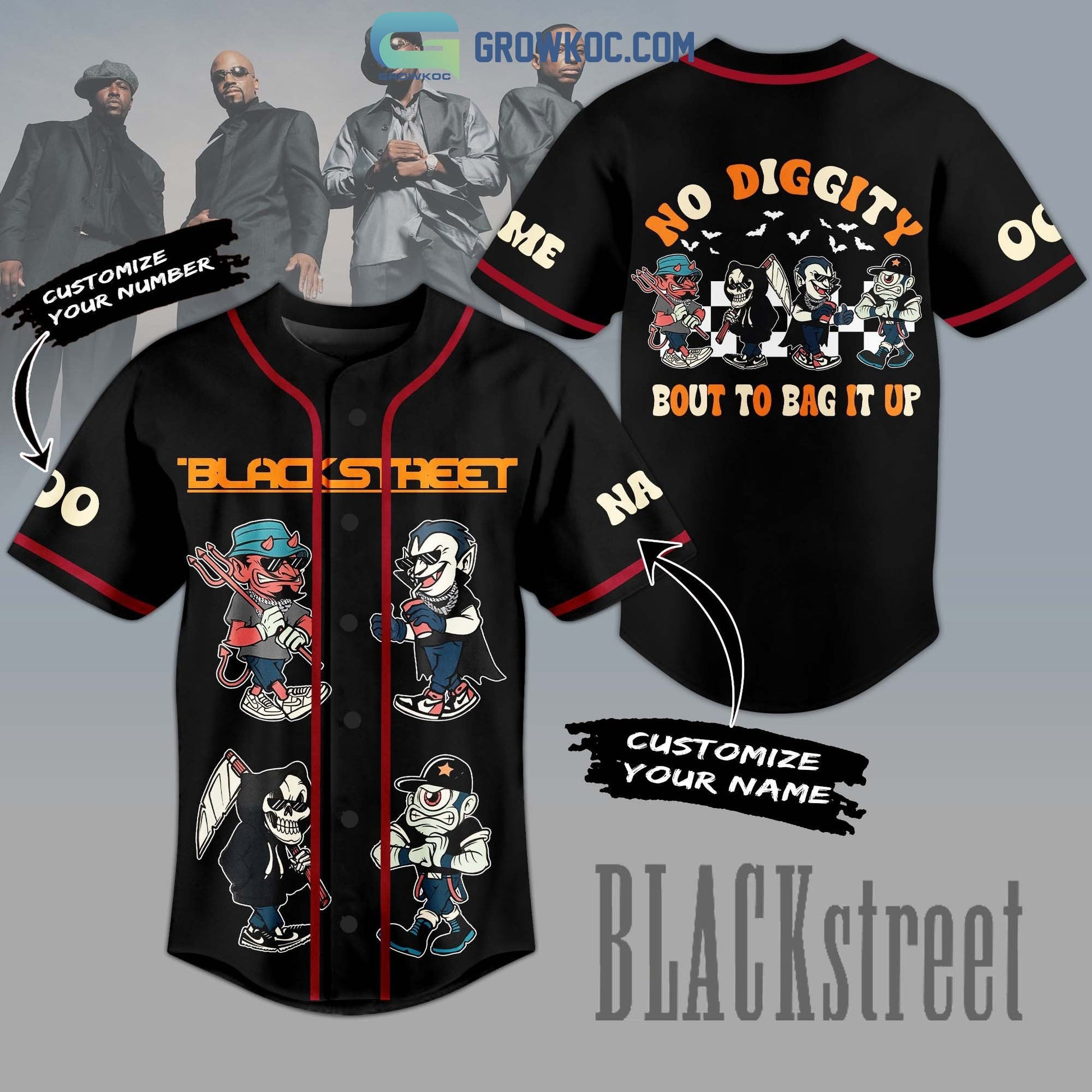 Blackstreet No Diggity Bout To Bag It Up Personalized Baseball Jersey Unisex T-shirt, Sweatshirt, Hoodie, Long Sleeve Tee - T-Shirt, Sweatshirt, Hoodie