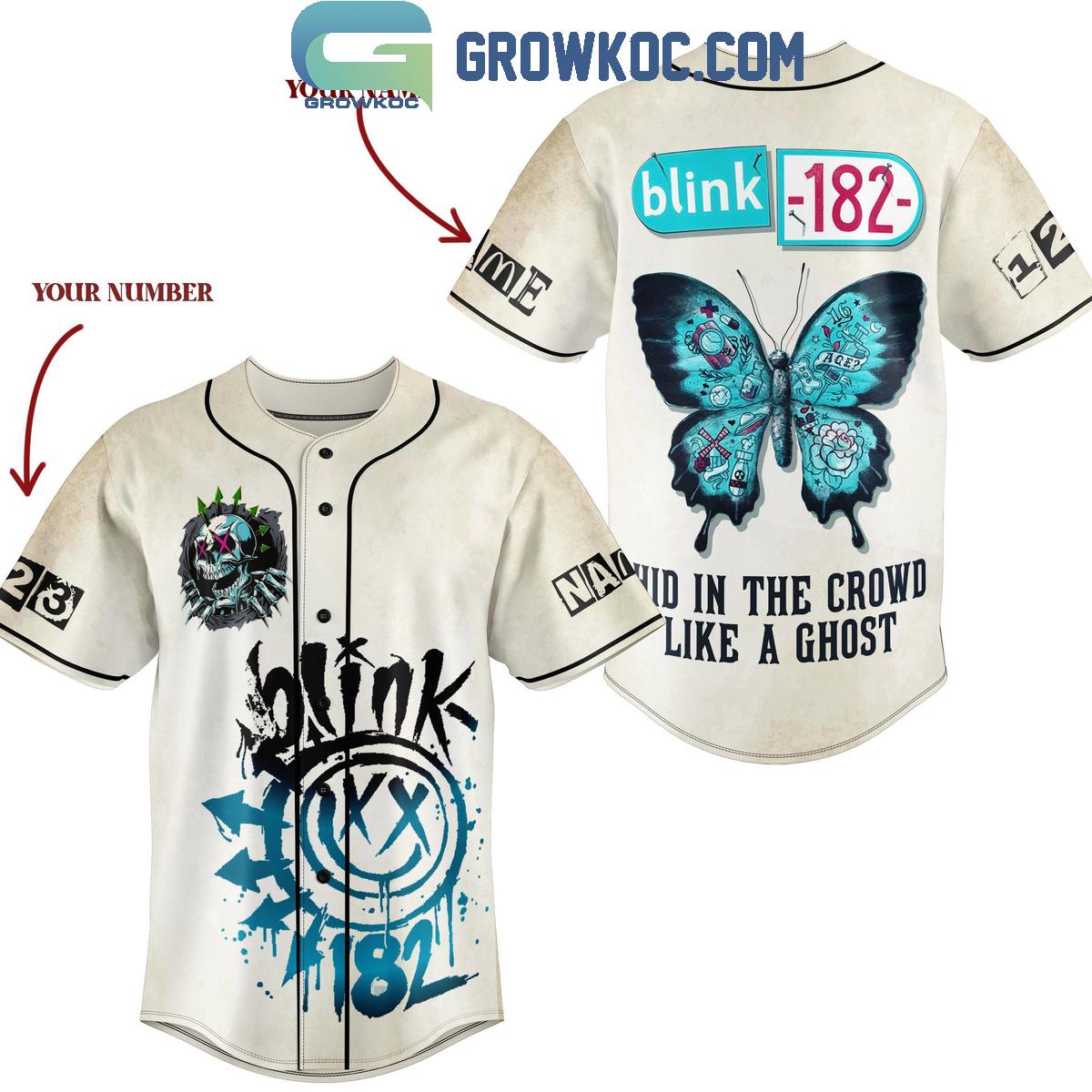 Blink 182 Hid In The Crowd Like A Ghost Personalized Baseball Jersey Unisex T-shirt, Sweatshirt, Hoodie, Long Sleeve Tee - T-Shirt, Sweatshirt, Hoodie