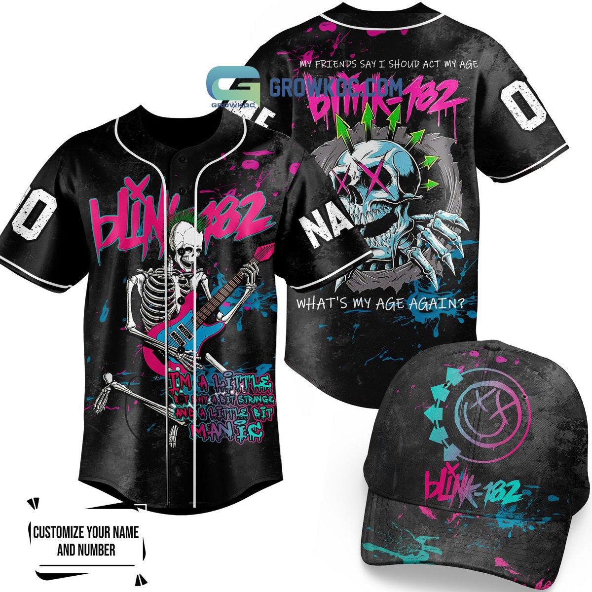 Blink 182 My Friends Say I Should Act My Age Personalized Baseball Jersey Unisex T-shirt, Sweatshirt, Hoodie, Long Sleeve Tee - T-Shirt, Sweatshirt, Hoodie