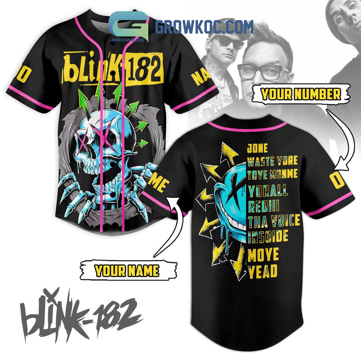 Blink-182 Yorall Redii Tha Voice Personalized Baseball Jersey Unisex T-shirt, Sweatshirt, Hoodie, Long Sleeve Tee - T-Shirt, Sweatshirt, Hoodie