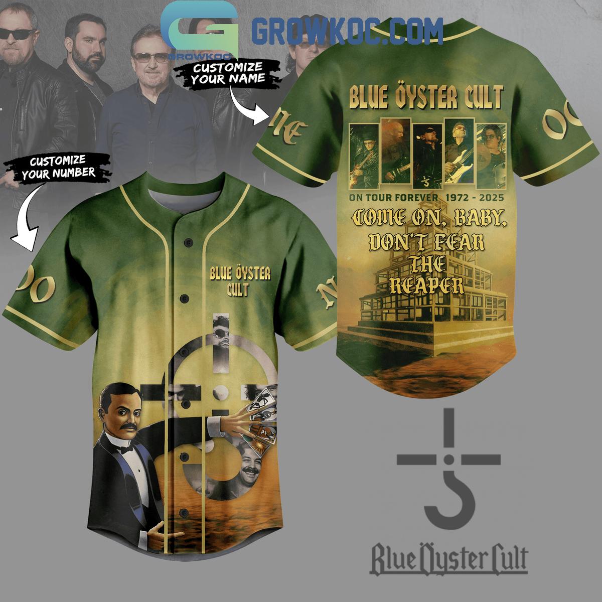 Blue Oyster Cult On Tour Forever 1972 2025 Personalized Baseball Jersey Unisex T-shirt, Sweatshirt, Hoodie, Long Sleeve Tee - T-Shirt, Sweatshirt, Hoodie