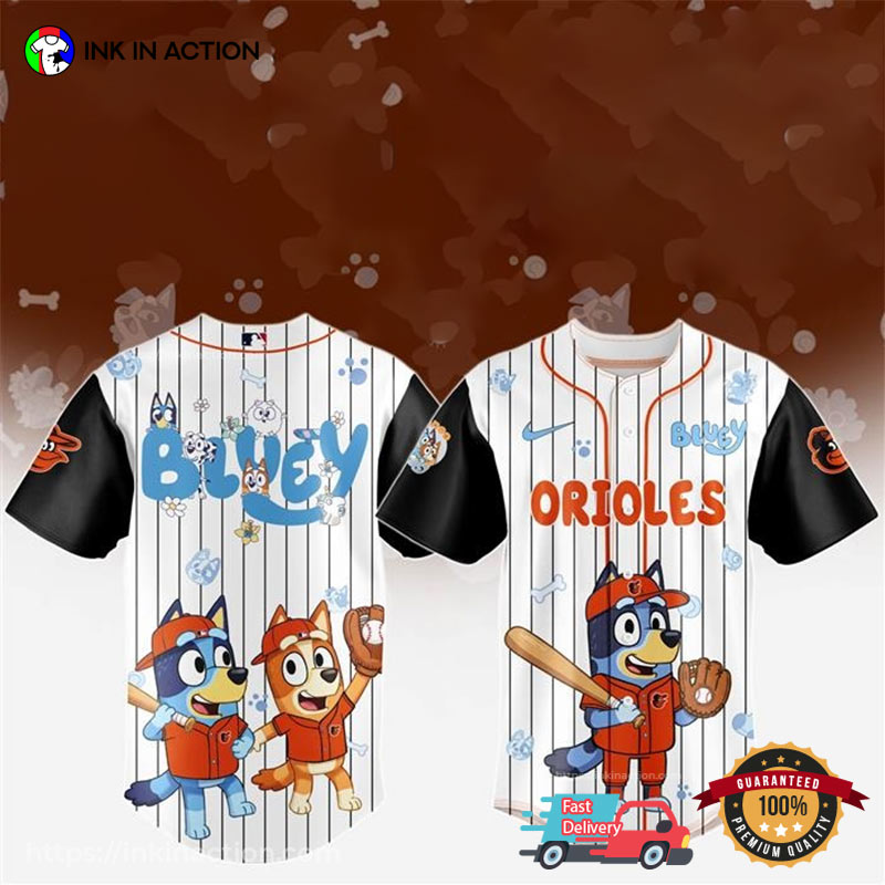 Bluey Baltimore Orioles Baseball Jersey Unisex T-shirt, Sweatshirt, Hoodie, Long Sleeve Tee - T-Shirt, Sweatshirt, Hoodie