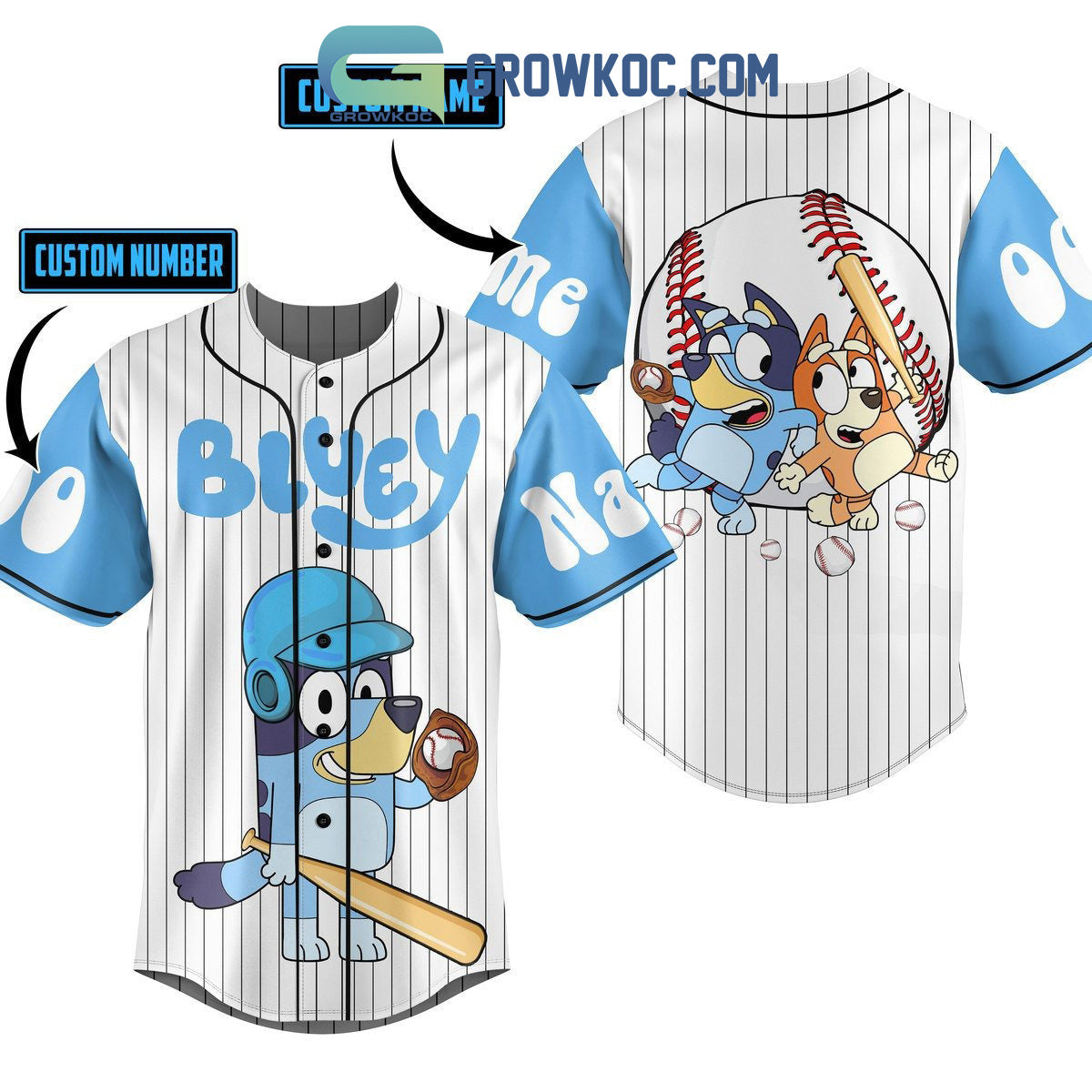 Bluey Cartoon Family Personalized Baseball Jersey Unisex T-shirt, Sweatshirt, Hoodie, Long Sleeve Tee - T-Shirt, Sweatshirt, Hoodie