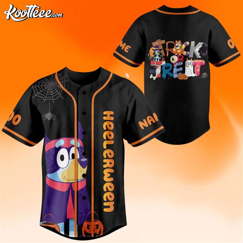 Bluey Halloween Heelerween Baseball Jersey Unisex T-shirt, Sweatshirt, Hoodie, Long Sleeve Tee - T-Shirt, Sweatshirt, Hoodie