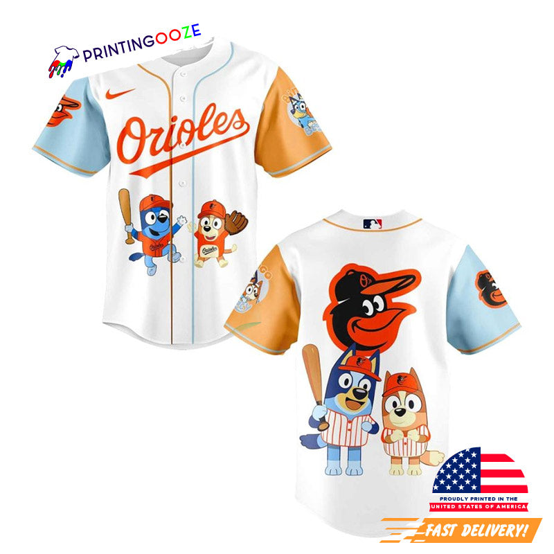 Bluey And Bingo Baltimore Orioles Baseball Jersey Unisex T-shirt, Sweatshirt, Hoodie, Long Sleeve Tee - T-Shirt, Sweatshirt, Hoodie