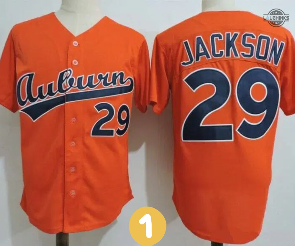 Bo Jackson Auburn Baseball Jersey All Over Printed Number 29 Baseball Uniform Shirts Auburn Tigers College Football Gift Orange White - T-Shirt, Sweatshirt, Hoodie